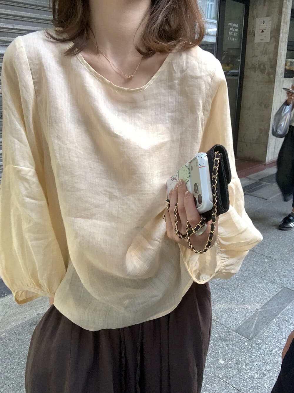 26 년 여름 켜기 새로운 미니멀리즘 일본식 출퇴근 레트로 편안함 100 라미 작은 셔츠 상세 이미지 10