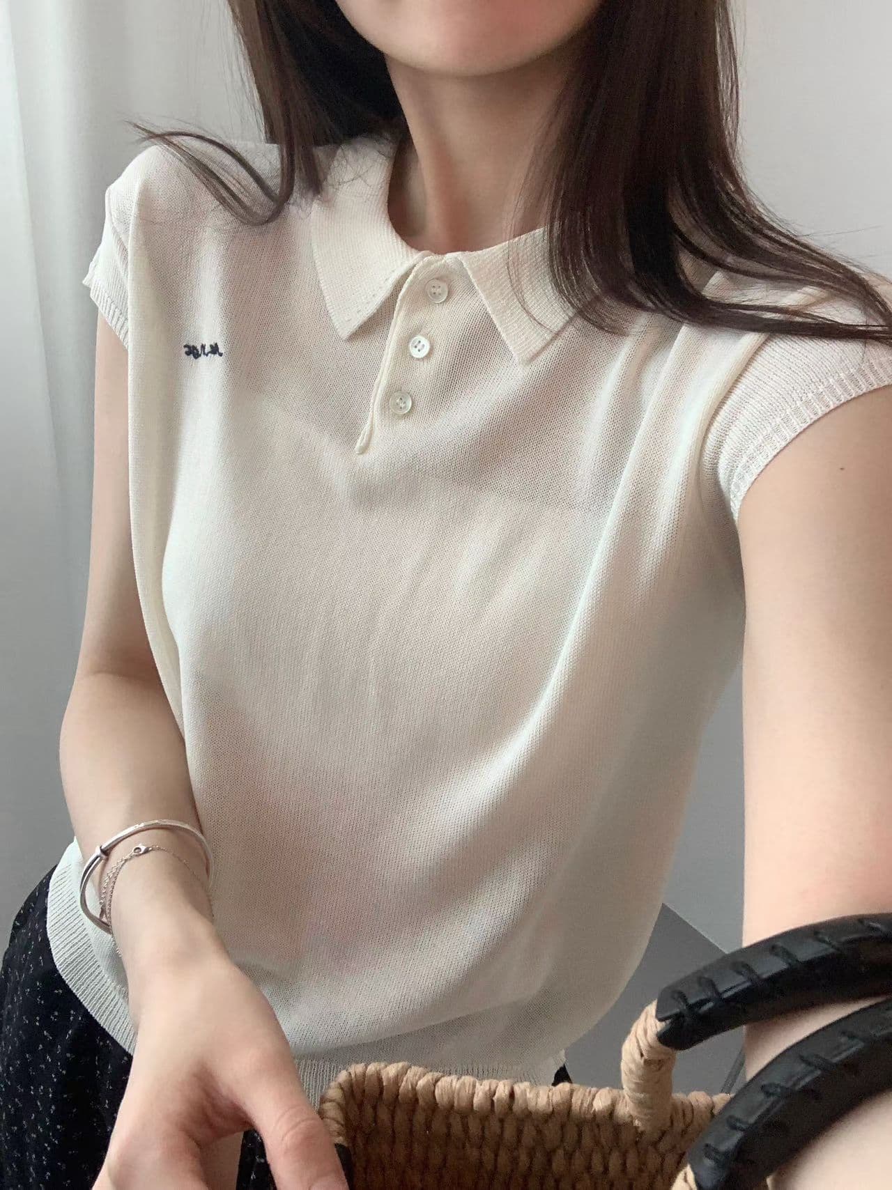실사 여름 켜기 새로운 학원 캐주얼 신선함 POLO 칼라 자수 반팔 티셔츠 상세 이미지 4