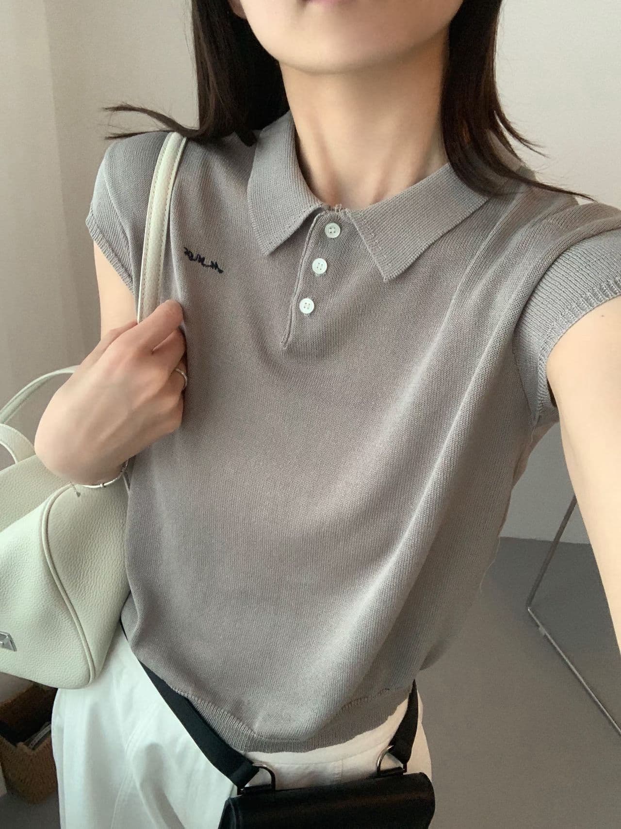 실사 여름 켜기 새로운 학원 캐주얼 신선함 POLO 칼라 자수 반팔 티셔츠 상세 이미지 11