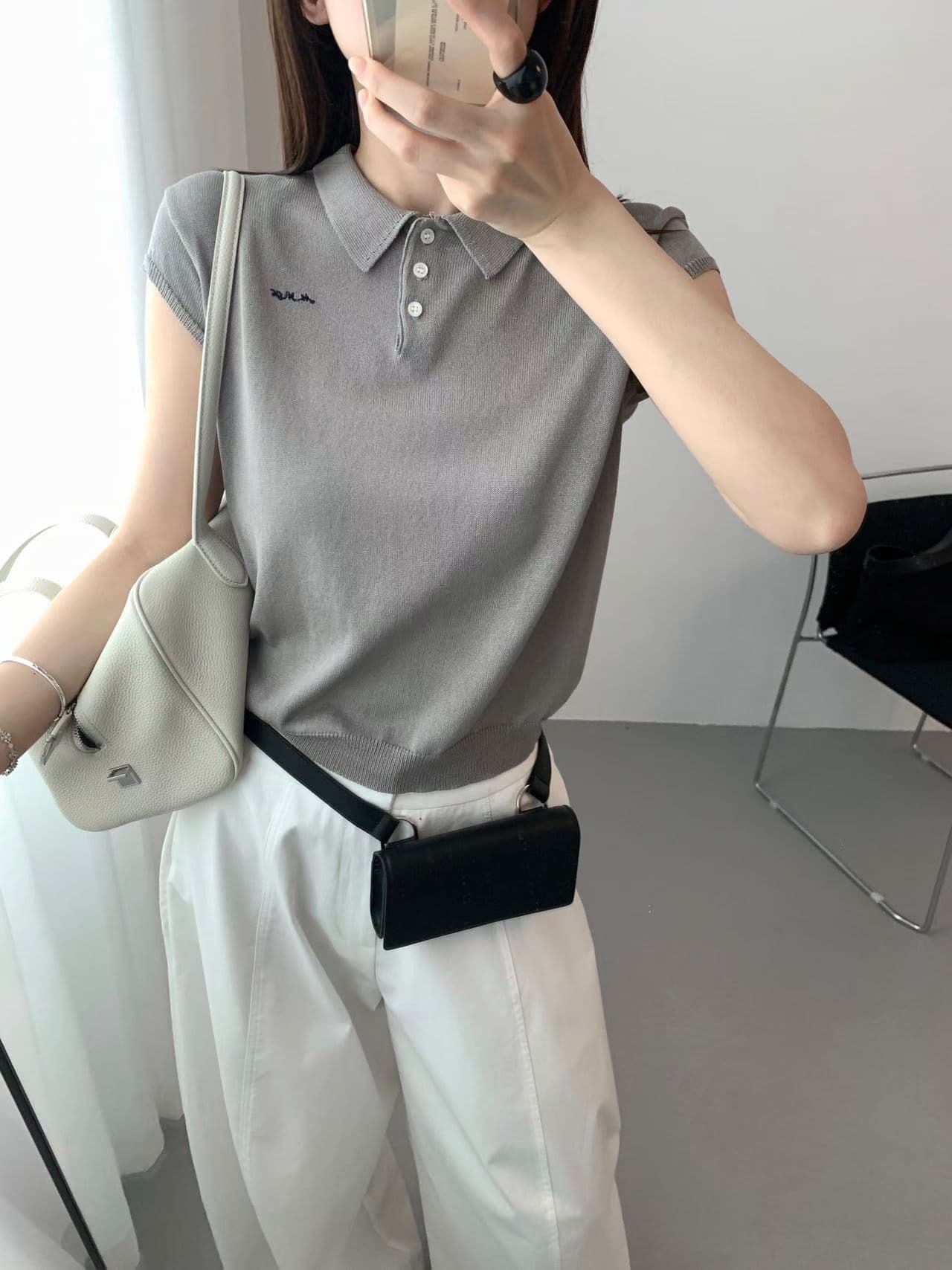 실사 여름 켜기 새로운 학원 캐주얼 신선함 POLO 칼라 자수 반팔 티셔츠 상세 이미지 13