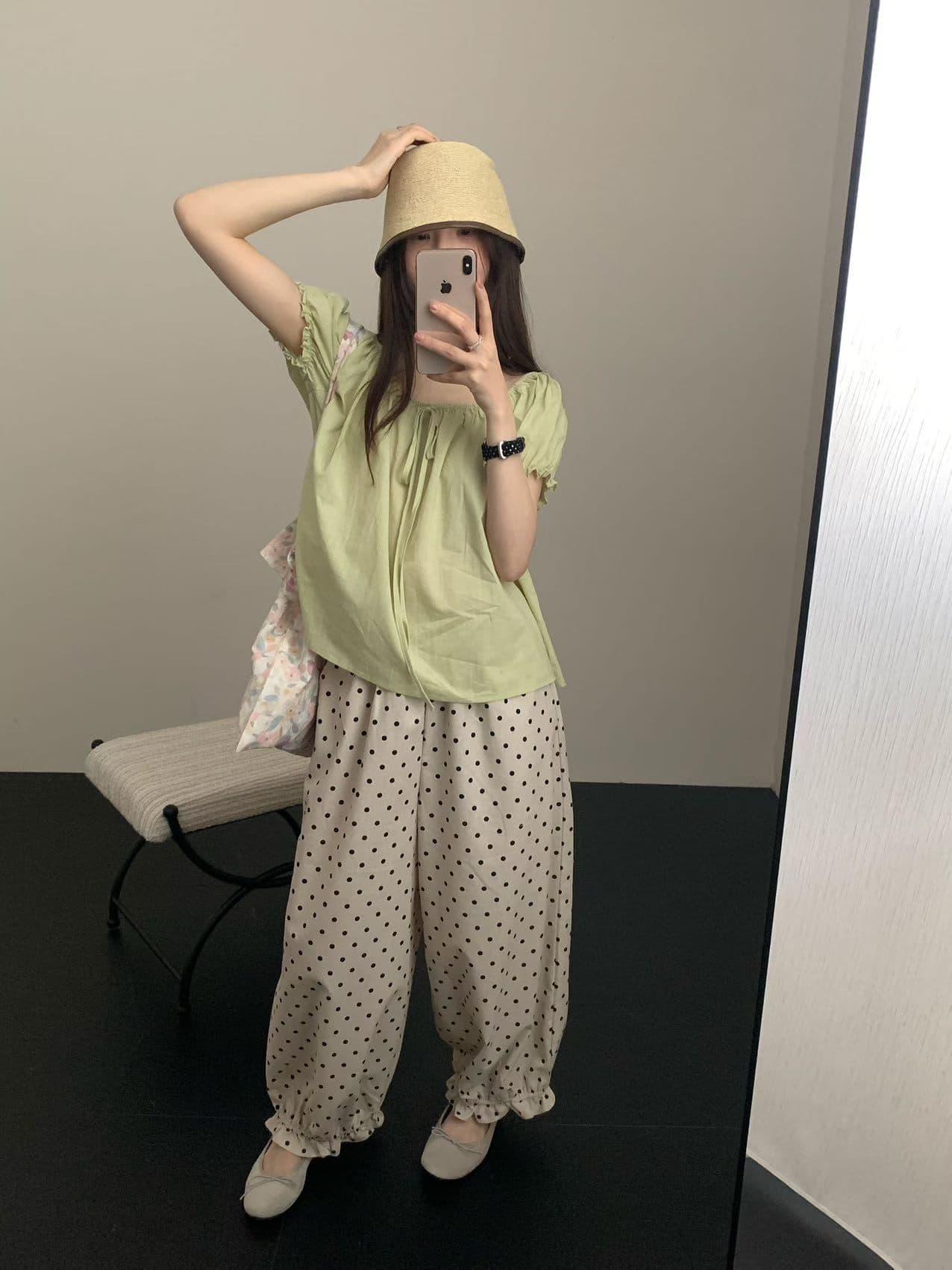 26 년 여름 켜기 새로운 도트 무늬 소녀 한 세대 같은 단락 레이스 도트 무늬 다용도 하느님 바지 캐주얼 바지 상세 이미지 7