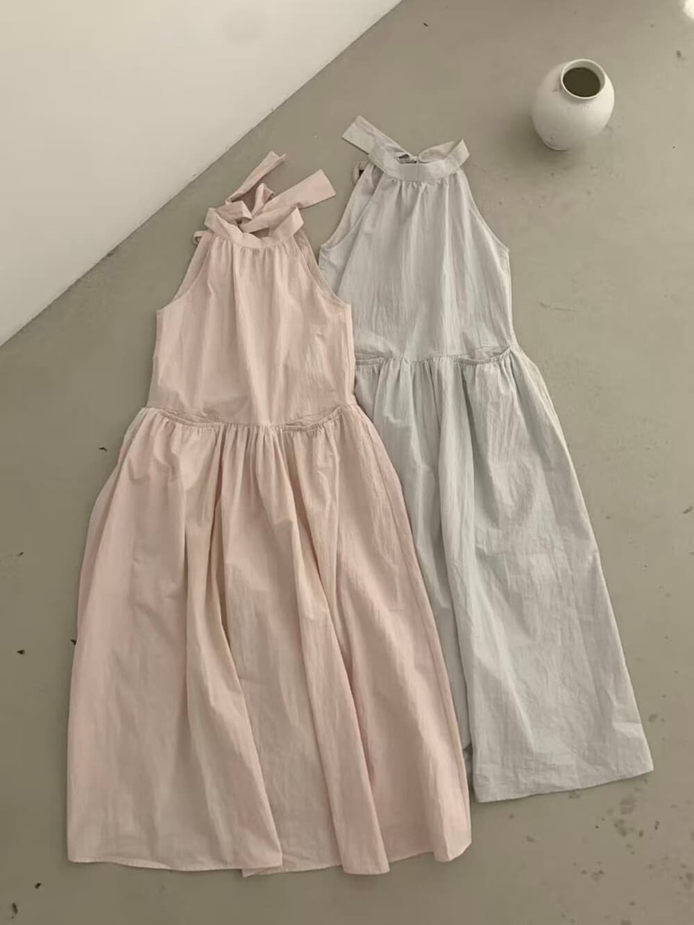 여름 켜기 새로운 한 부서 디자인 센스 행침 목 느긋한 품격 민소매 조끼 스커트 드레스 상세 이미지 8