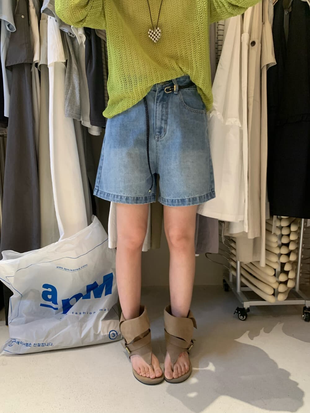 짜임 좋은 벨트 바지 종류 嘎嘎 좋은 워싱 색상 좋은 레트로 좋아 보인다. 데님 반바지 벨트 포함 상세 이미지 12