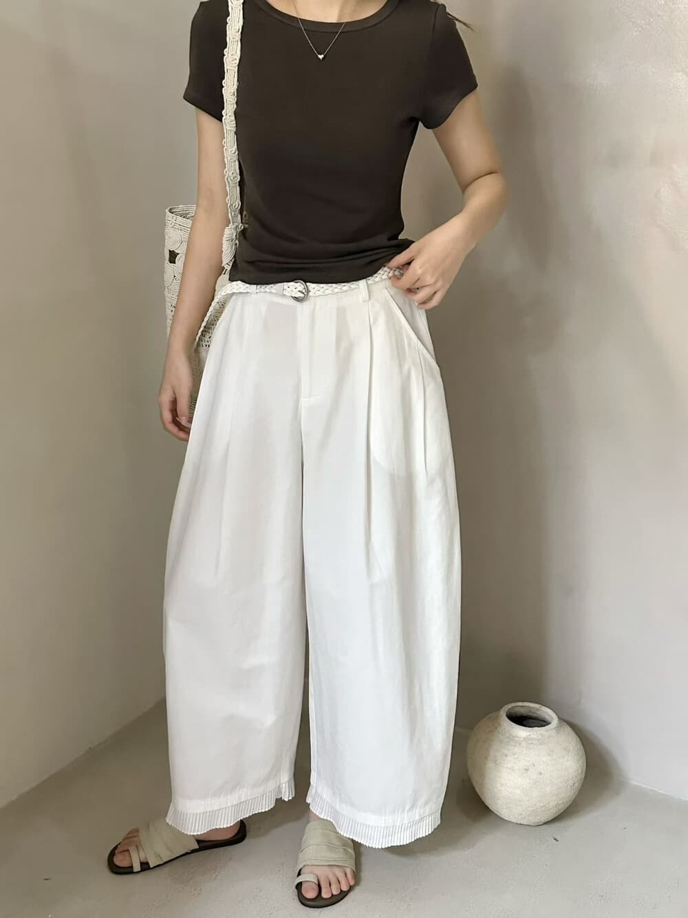 26 여름 켜기 새로운 얇은 스타일 공예 레이스 바지 9부 바지 폭발 한 부서 다용도 작은 키 휴무일 입력 캐주얼 바지 상세 이미지 5