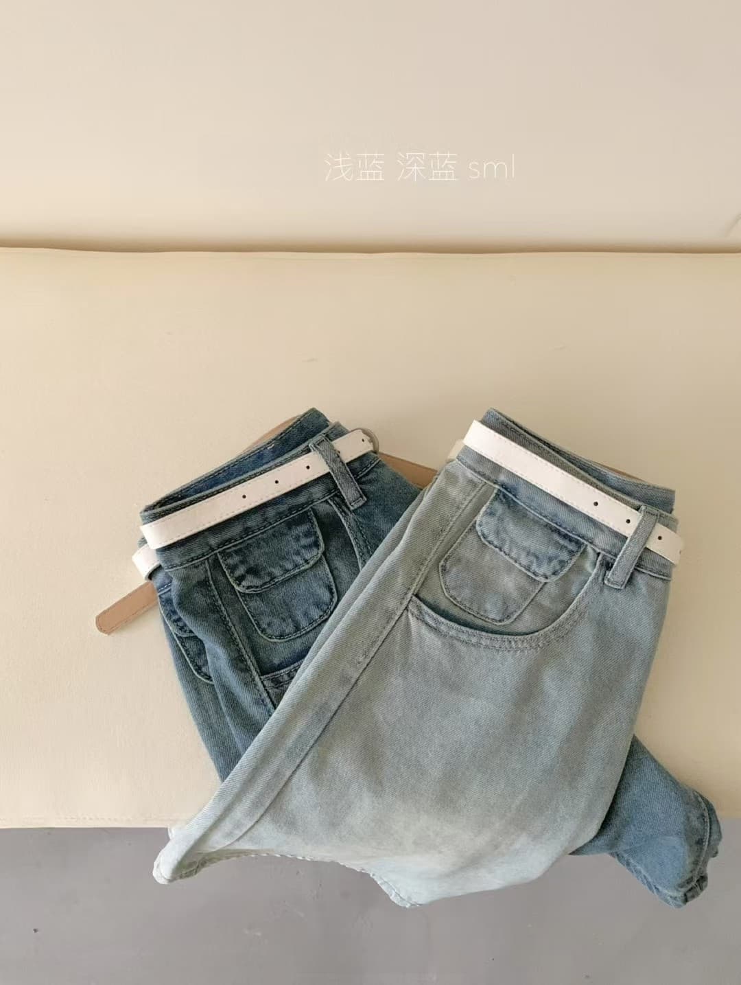 실사 여름 켜기 새로운 느슨함 센스 디스플레이 얇고 작은 힙색 디자인 센스 전체 Chic 5 점 스트레이트 팬츠 청바지 상세 이미지 5
