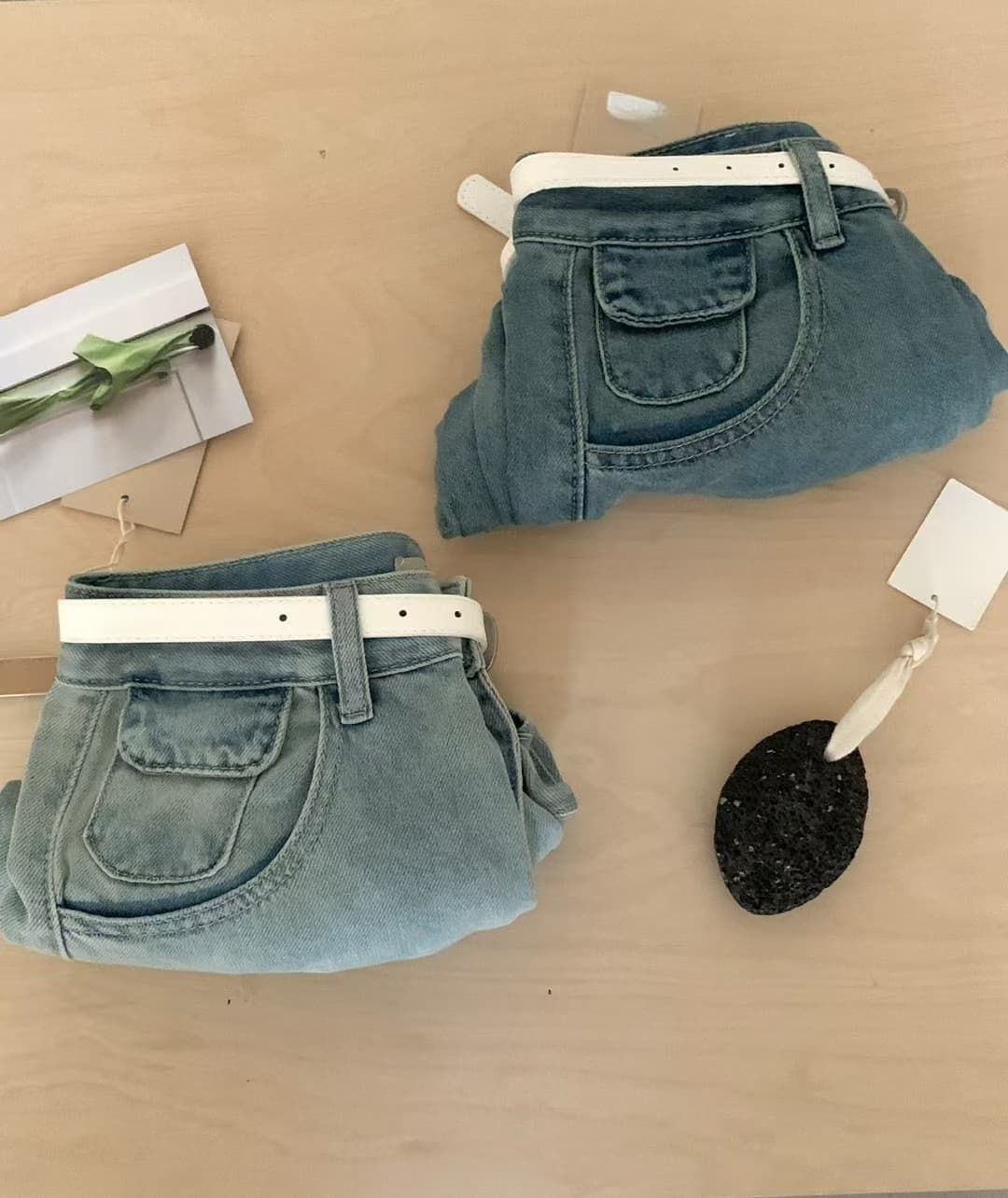 실사 여름 켜기 새로운 느슨함 센스 디스플레이 얇고 작은 힙색 디자인 센스 전체 Chic 5 점 스트레이트 팬츠 청바지 상세 이미지 10