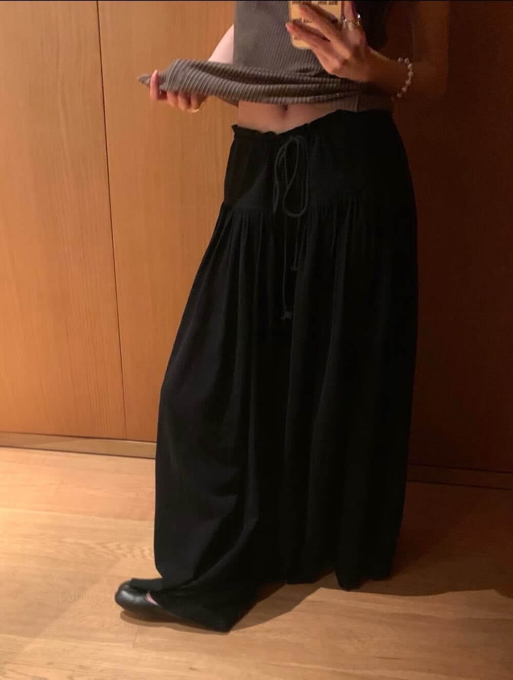여름 켜기 새로운 미니멀리즘 작은 调性 부서 대역폭 허리 머리 디자인 넓은 다리 캐주얼 바지 상세 이미지 6