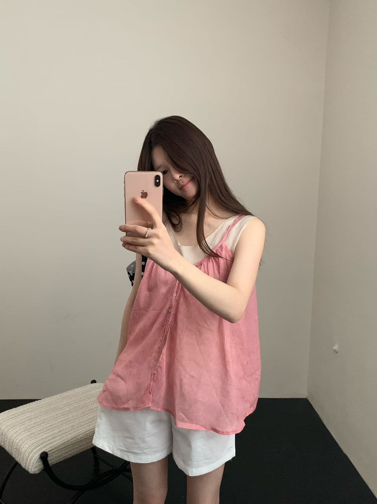 실사 26 년 여름 켜기 새로운 프랑스식 달콤함 꽃무늬 레이스업 루즈핏 쇼트 스타일 조끼 상세 이미지 15