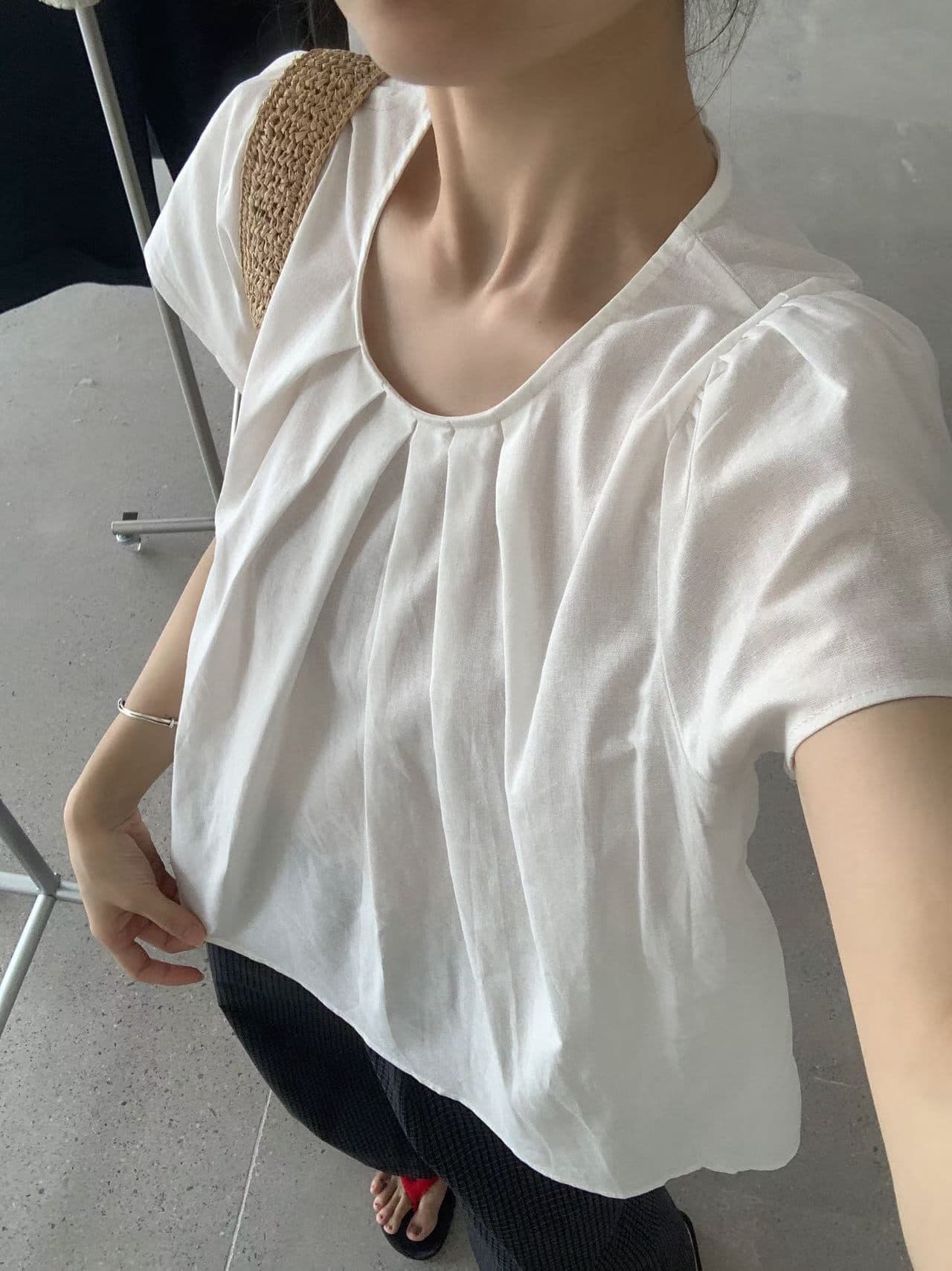 실사 한 부서 부드러운 바람 라운드 넥 작은 날다 소매 셔츠 루즈핏 슬림해 보이는 다용도 출퇴근 맨위 상세 이미지 26