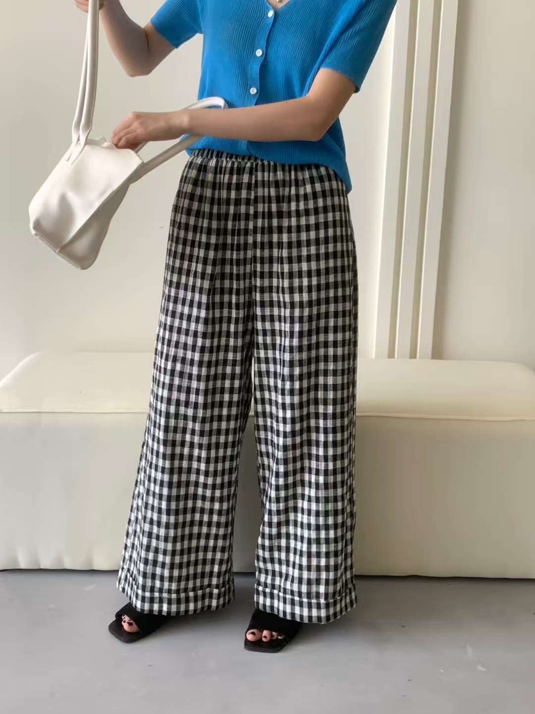 실사 폭발 하느님 바지 플러스 ~까지 12 하나 색상 입력 가게 반드시 열기 아마 당겨서 측면 디자인 스트레이트 캐주얼 바지 상세 이미지 7