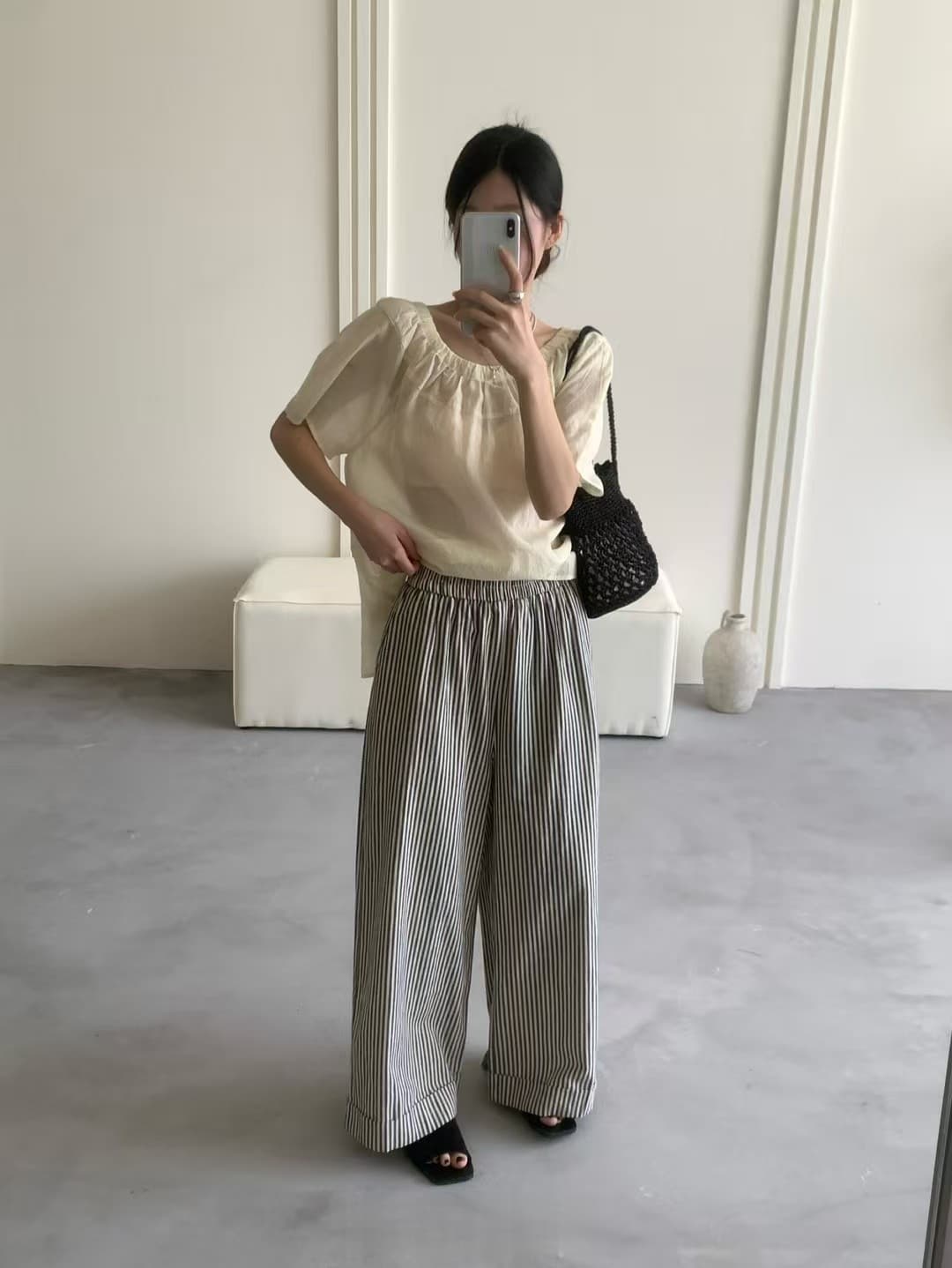 실사 폭발 하느님 바지 플러스 ~까지 12 하나 색상 입력 가게 반드시 열기 아마 당겨서 측면 디자인 스트레이트 캐주얼 바지 상세 이미지 10