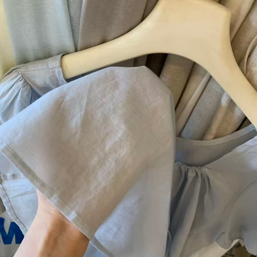 폭발 계속 돈 벌기 라미 작은 셔츠 한 부서 u 칼라 품격 슬림해 보이는 레이스업 작은 셔츠 상세 이미지 34
