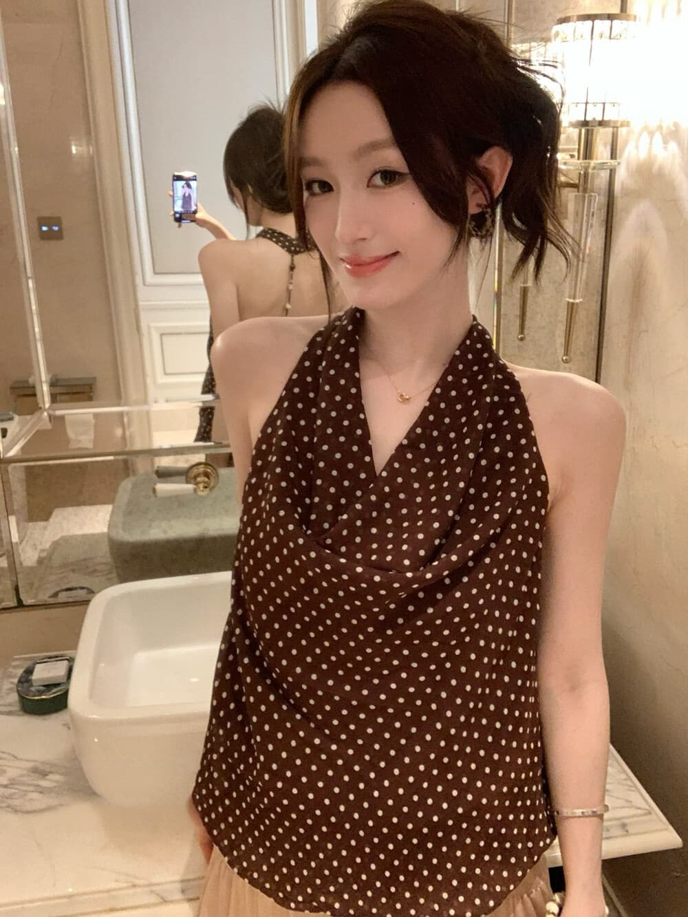와일드 model 음성 초고 love in 조금 고대 조기 달콤한 자매 백리스 행침 목 흔들다 칼라 조끼 상세 이미지 10