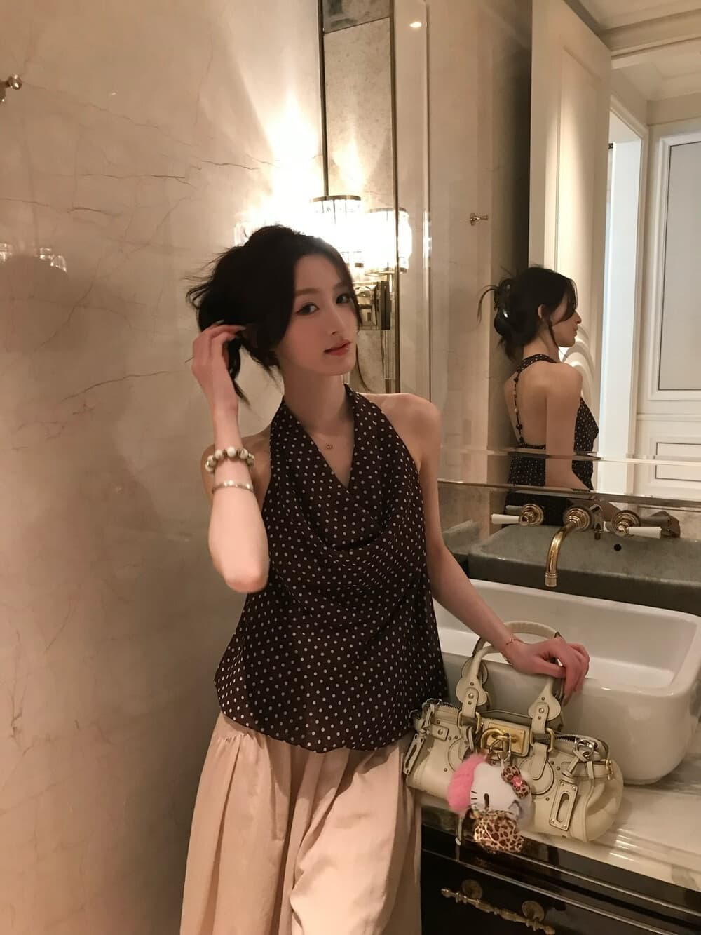 와일드 model 음성 초고 love in 조금 고대 조기 달콤한 자매 백리스 행침 목 흔들다 칼라 조끼 상세 이미지 12