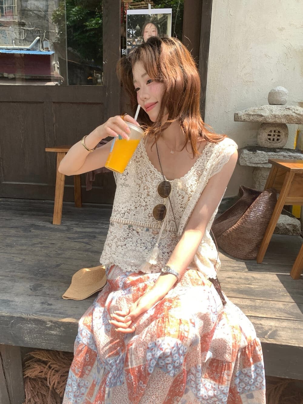 여름 켜기 새로운 조개 홀로우 아웃 술 레이스 자수 스택 착용 조끼 상세 이미지 12
