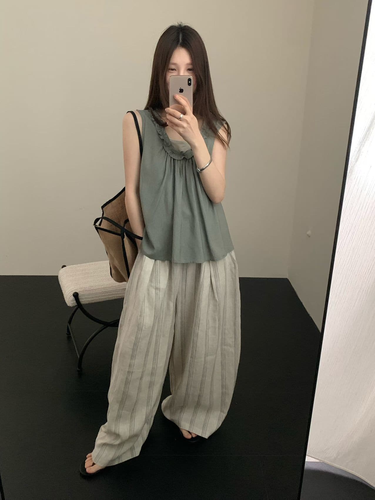 실사 여름 켜기 새로운 한 부서 미니멀리즘 얇은 스타일 다용도 민소매 조끼 사실 두 조각 여성 세트 여름 상세 이미지 21