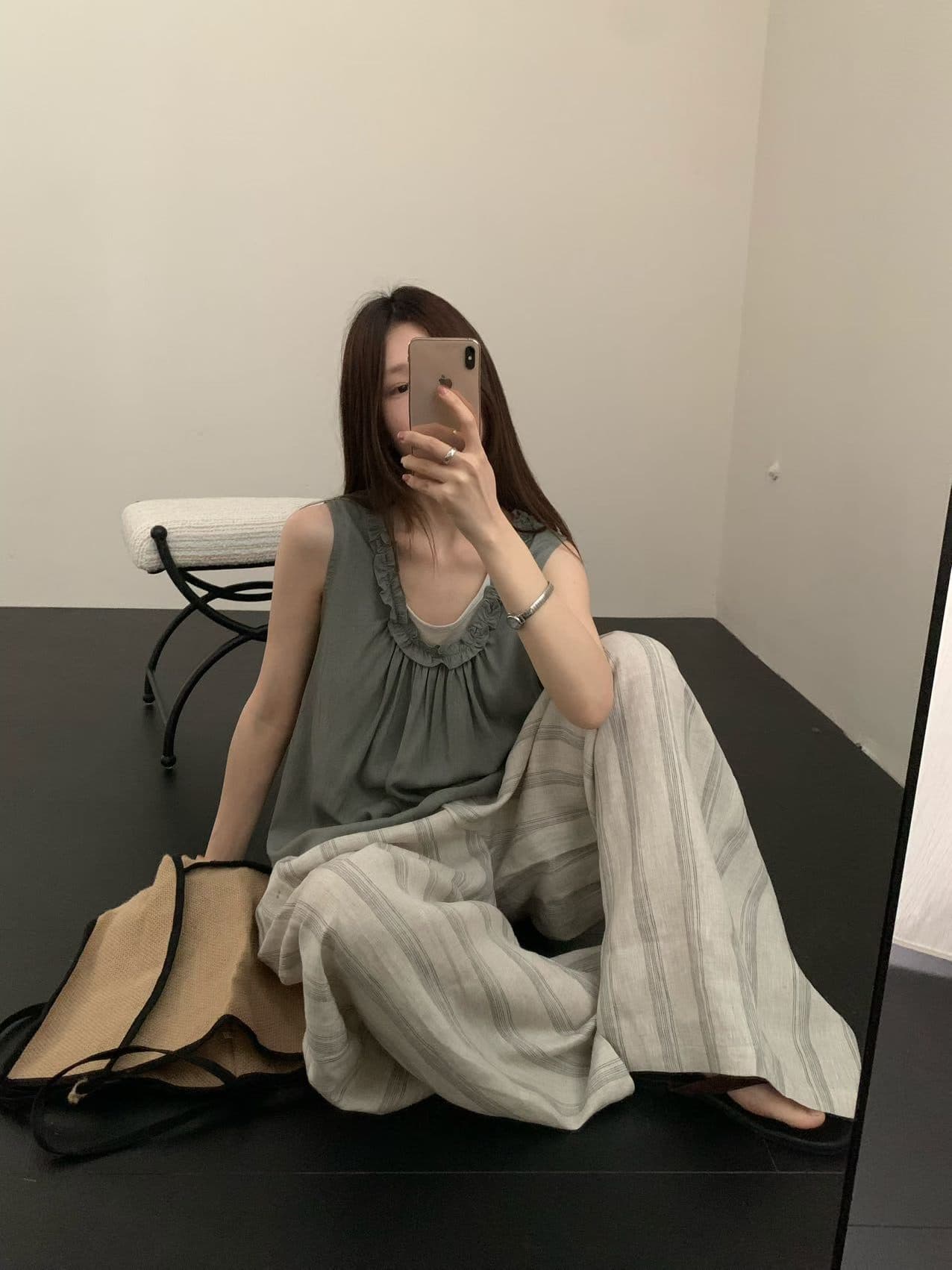 실사 여름 켜기 새로운 한 부서 미니멀리즘 얇은 스타일 다용도 민소매 조끼 사실 두 조각 여성 세트 여름 상세 이미지 22