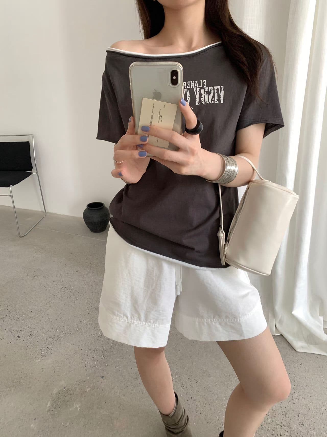 실사 26 여름 켜기 새로운 아메리칸 레트로 알파벳 프린트 반팔 티셔츠 상세 이미지 6