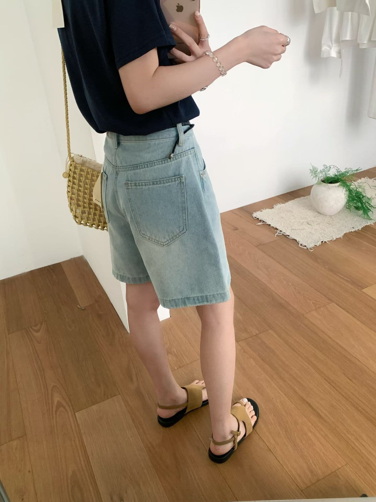 실사 짜임 좋은 벨트 바지 종류 嘎嘎 좋은 워싱 색상 좋은 레트로 좋아 보인다. 데님 반바지 벨트 포함 상세 이미지 4