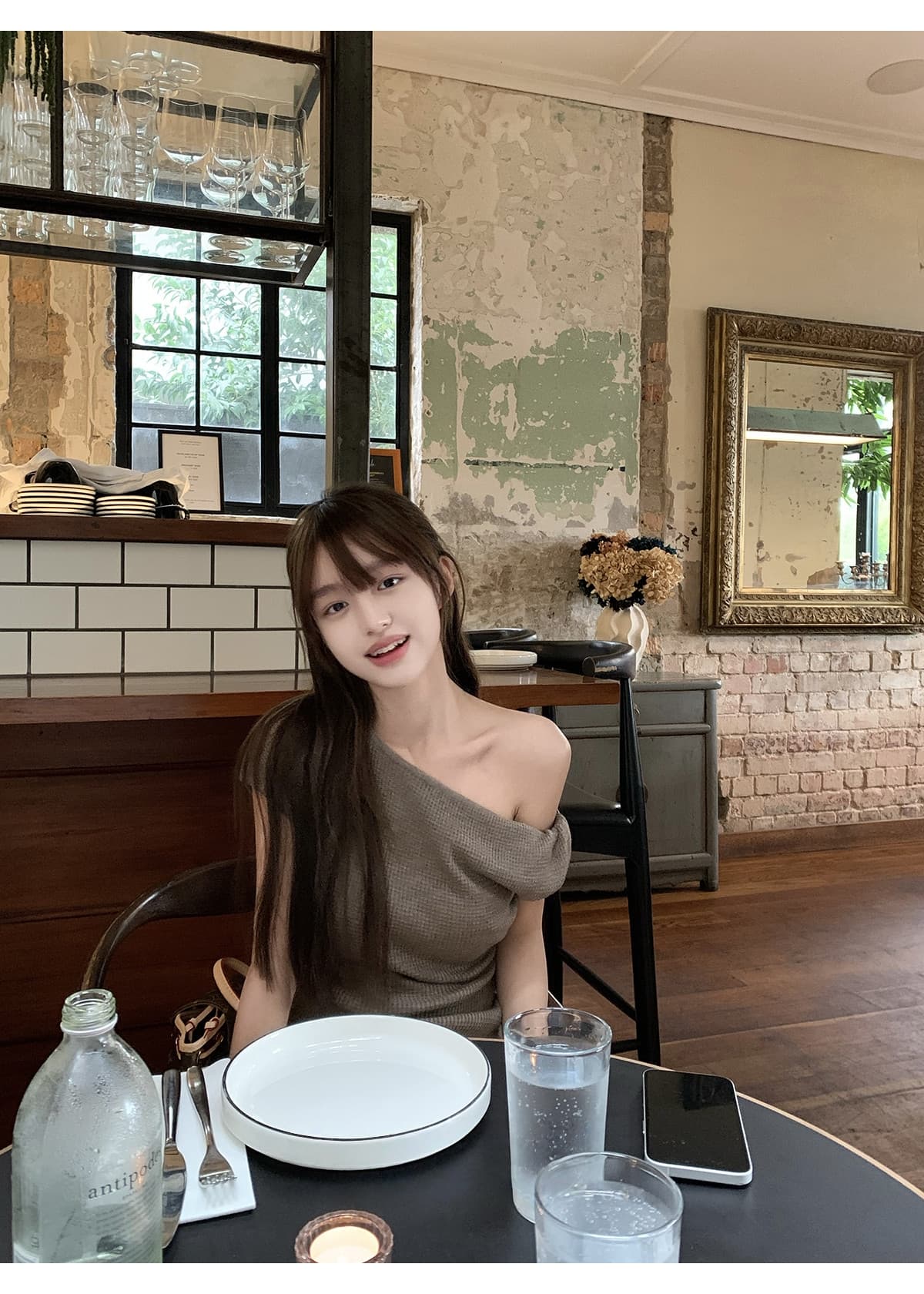 ppmaer 한여름 후아 남편 그리드 디자인 센스 비스듬한 칼라 반팔 티셔츠 여성 여름 품격 몸매 가꾸기 캐주얼 맨위 상세 이미지 18