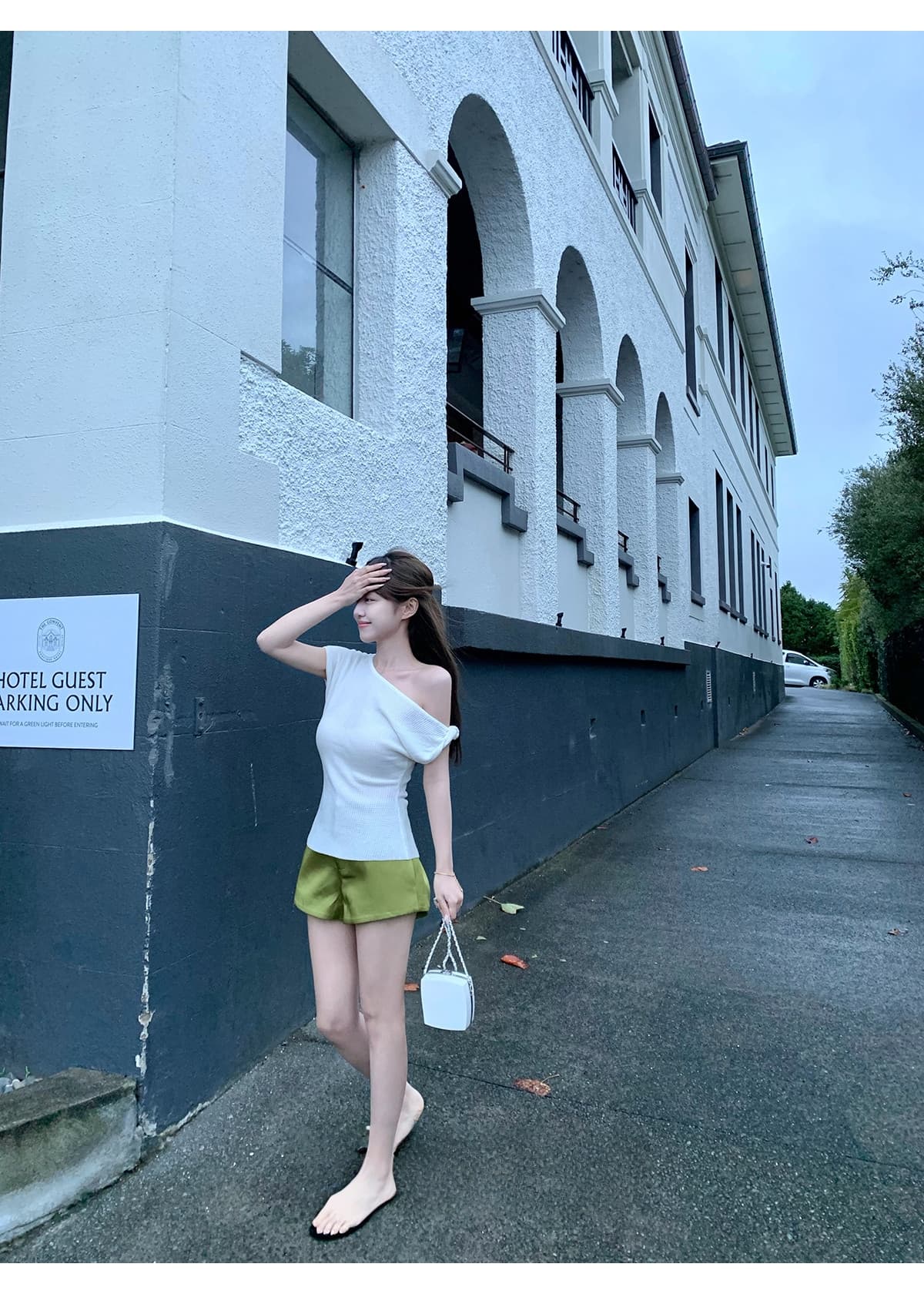 ppmaer 한여름 후아 남편 그리드 디자인 센스 비스듬한 칼라 반팔 티셔츠 여성 여름 품격 몸매 가꾸기 캐주얼 맨위 상세 이미지 35