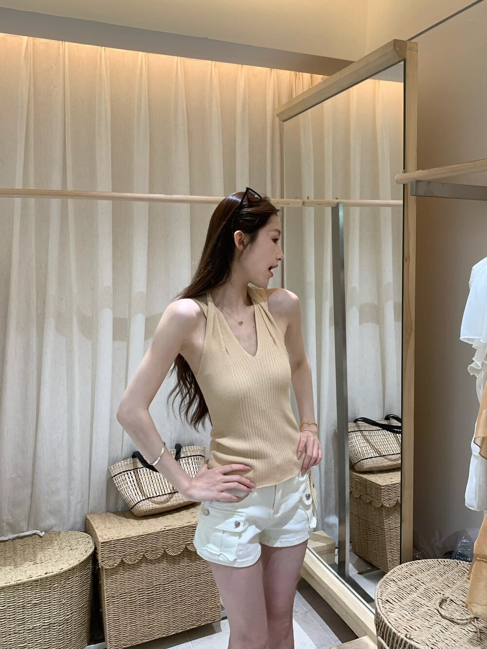 지혜 부서 핫걸 26 년 여름 켜기 새로운 매운맛 원에서 위로 슈퍼 머리 어깨 ~보다 십자가 행침 목 니트 조끼 상세 이미지 5