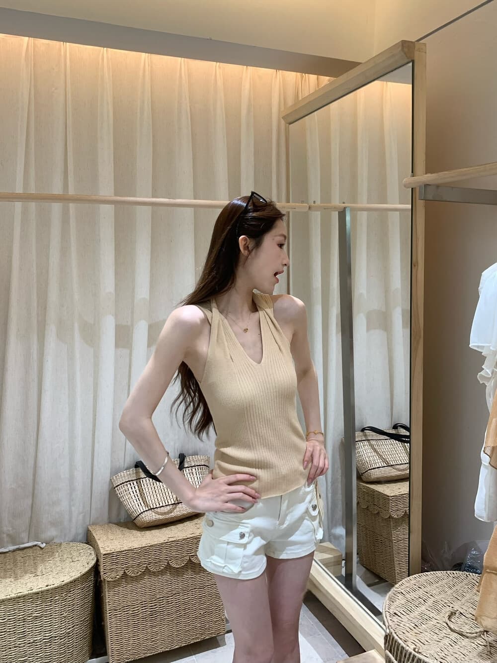 지혜 부서 핫걸 26 년 여름 켜기 새로운 매운맛 원에서 위로 슈퍼 머리 어깨 ~보다 십자가 행침 목 니트 조끼 상세 이미지 6
