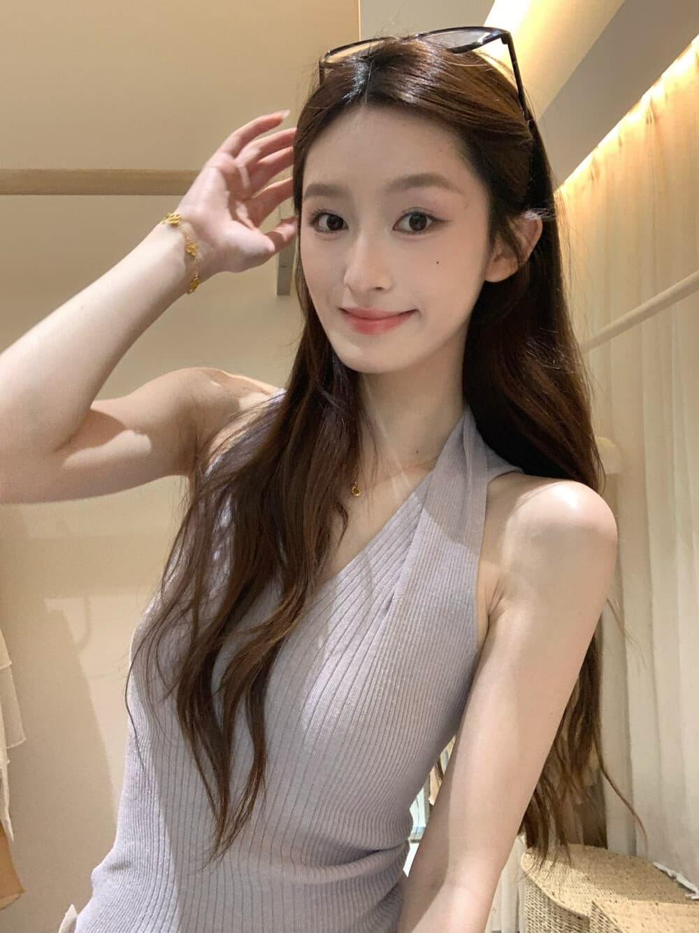 지혜 부서 핫걸 26 년 여름 켜기 새로운 매운맛 원에서 위로 슈퍼 머리 어깨 ~보다 십자가 행침 목 니트 조끼 상세 이미지 11