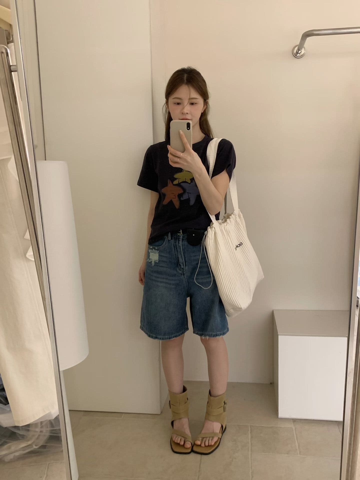 실사 여름 켜기 새로운 갈기 4 점 바지 캐주얼 다용도 선택하지 마라. 사람들 데님 반바지 경기 힙색 상세 이미지 7