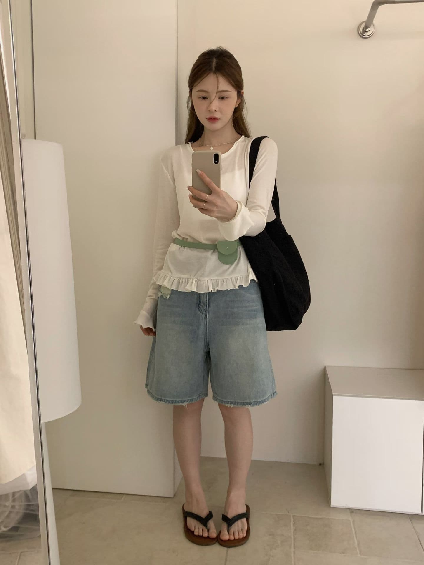 실사 여름 켜기 새로운 갈기 4 점 바지 캐주얼 다용도 선택하지 마라. 사람들 데님 반바지 경기 힙색 상세 이미지 9