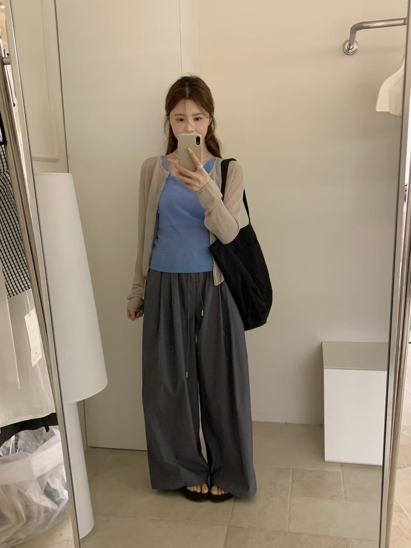 실사 여름 켜기 새로운 제인 한 다용도 허리밴드 플리츠 루즈핏 캐주얼 바지 상세 이미지 3