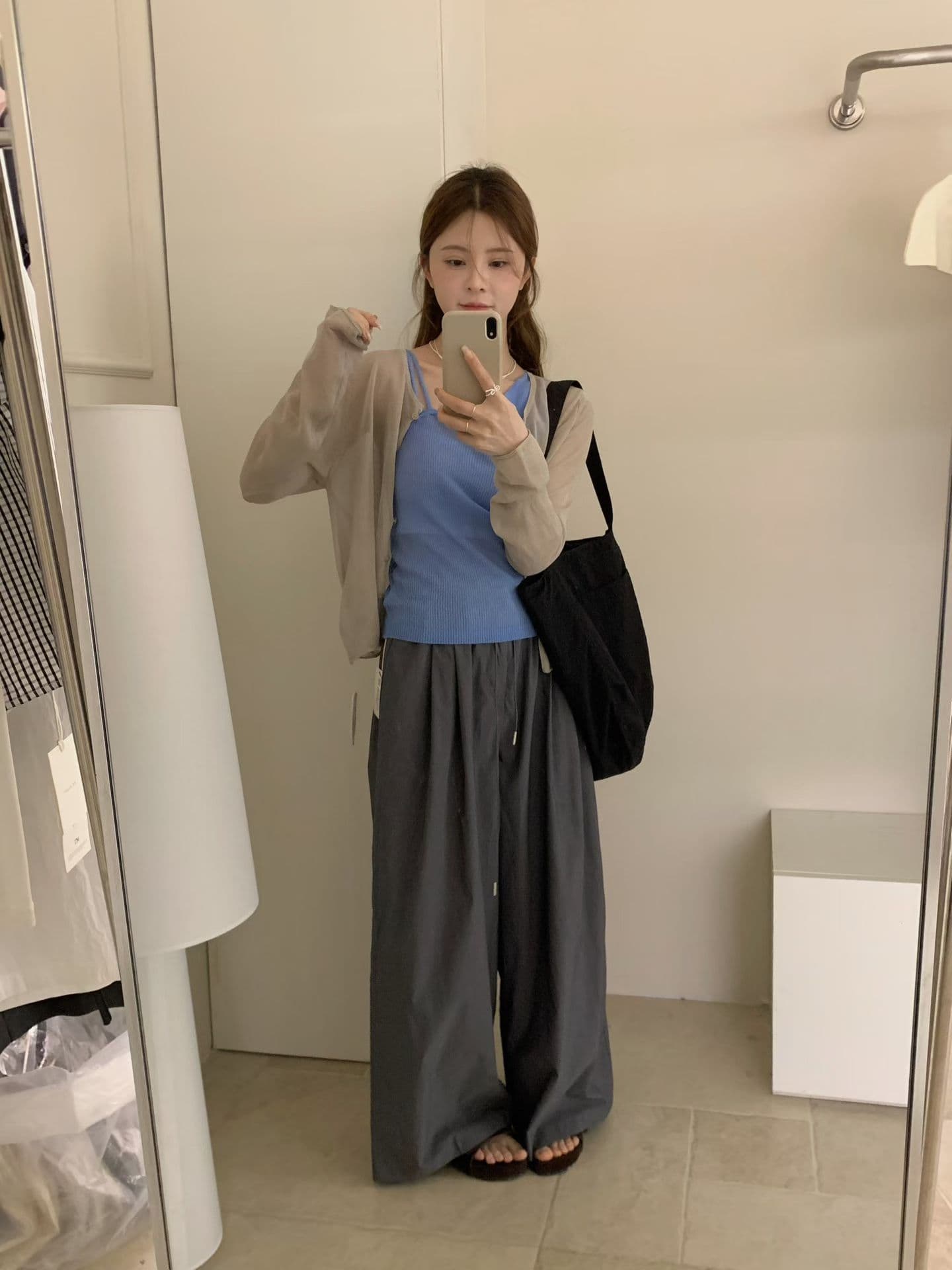 실사 여름 켜기 새로운 제인 한 다용도 허리밴드 플리츠 루즈핏 캐주얼 바지 상세 이미지 4
