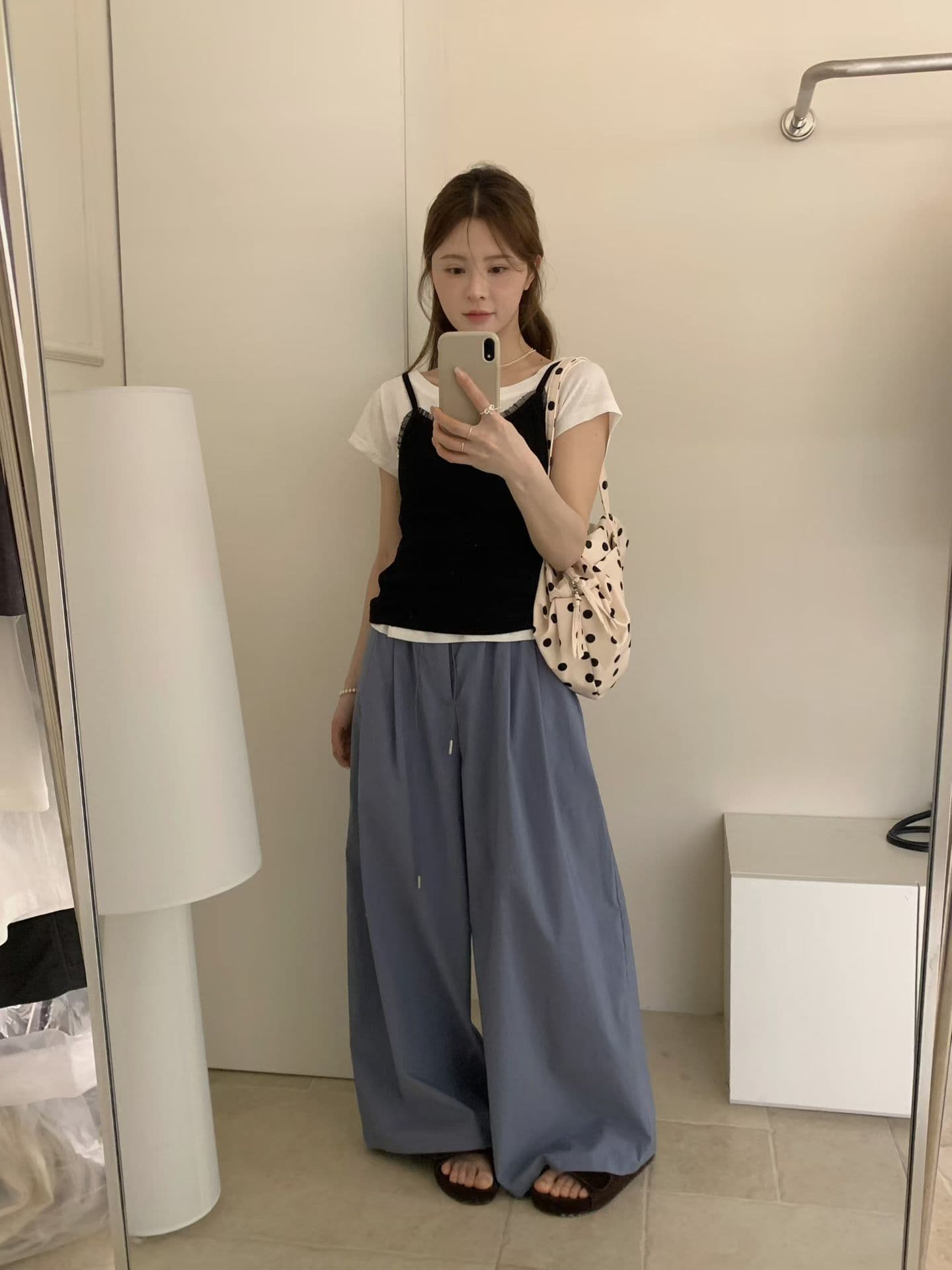 실사 여름 켜기 새로운 제인 한 다용도 허리밴드 플리츠 루즈핏 캐주얼 바지 상세 이미지 9