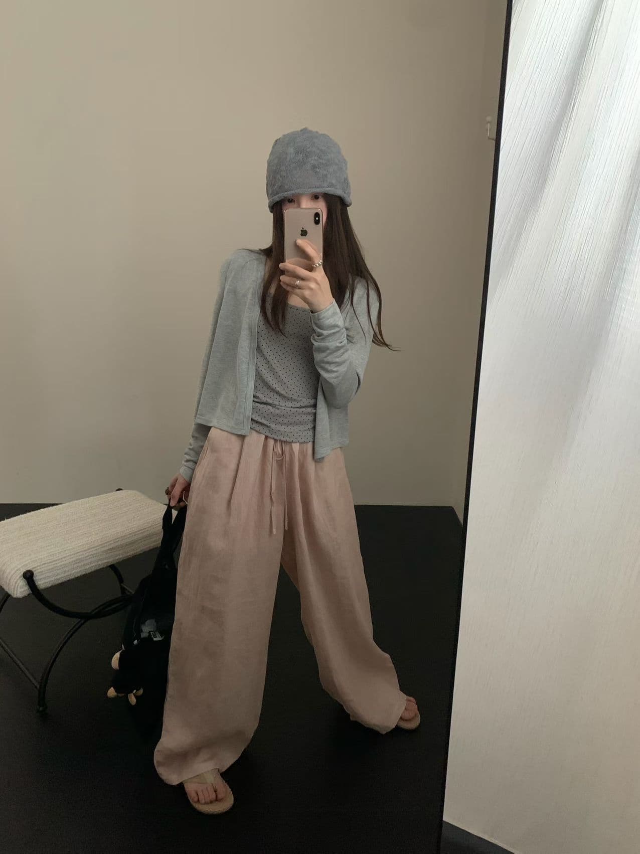 실사 26 여름 켜기 새로운 한 부서 미니멀리즘 도트 무늬 캐미솔 긴팔 오픈 가디건 투피스 세트 캐주얼 다용도 맨위 상세 이미지 15