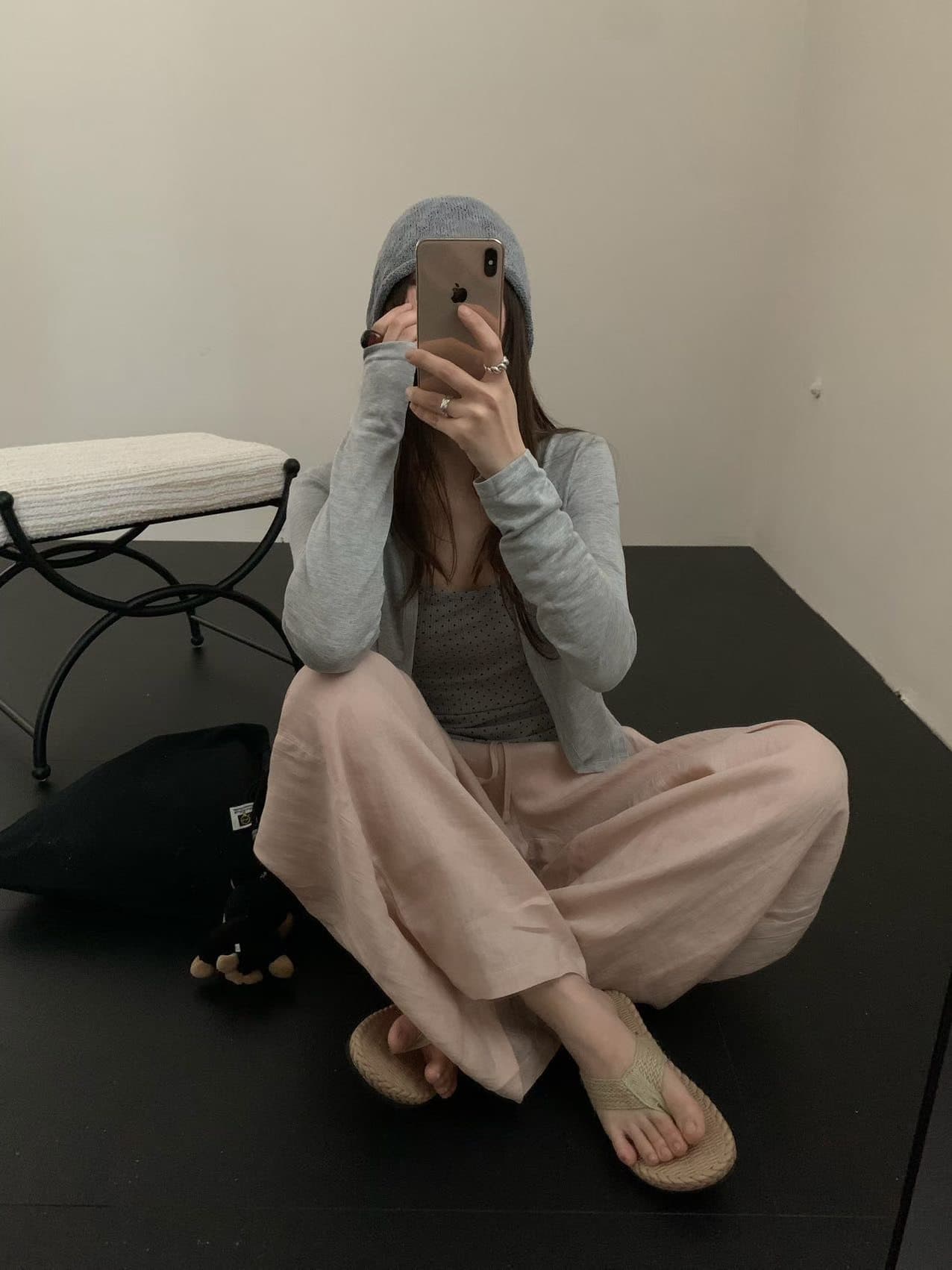 실사 26 여름 켜기 새로운 한 부서 미니멀리즘 도트 무늬 캐미솔 긴팔 오픈 가디건 투피스 세트 캐주얼 다용도 맨위 상세 이미지 16