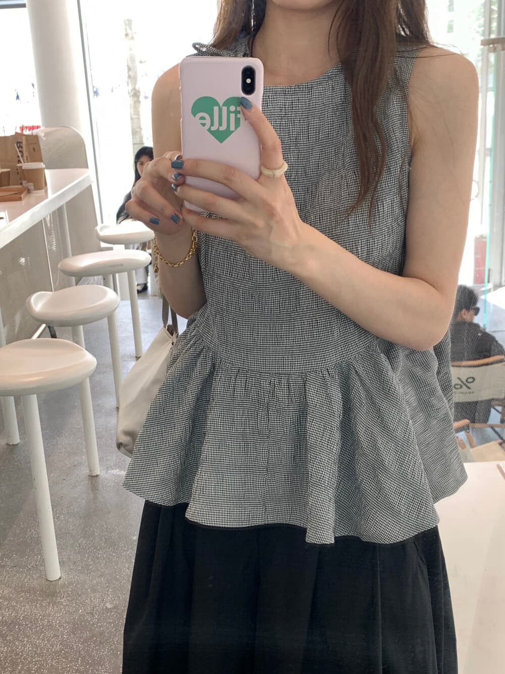 26 여름 켜기 새로운 나만의 것을 가져와 라. 부드러운 buff ~ 중 흑인과 백인 핀 스트라이프 느슨함 센스 전체 조끼 상세 이미지 8