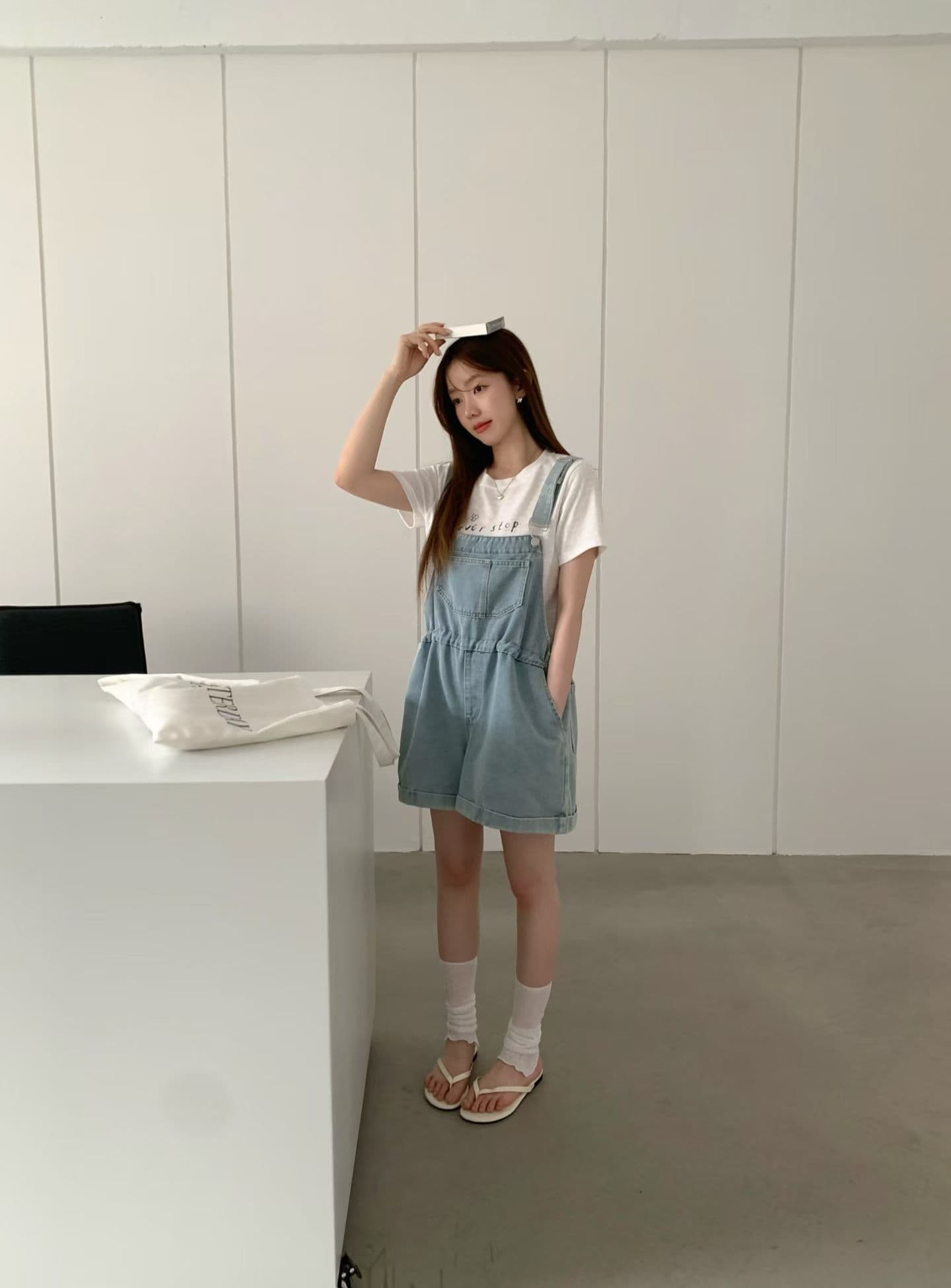26 여름 켜기 새로운 한 부서 연령 감소 데님 멜빵 반바지 여름 2026 루즈핏 넓은 다리 슬림해 보이는 작은 키 멜빵 바지 상세 이미지 8