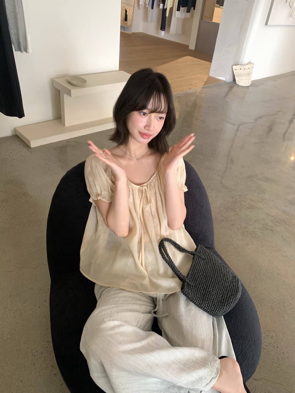 26 여름 켜기 새로운 슈퍼 대 폭발 높은 품질 라미 맨위 코라 오프숄더 작은 셔츠 상세 이미지 6