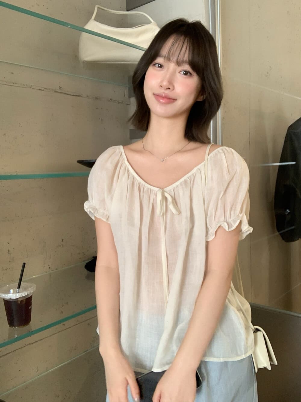 26 여름 켜기 새로운 슈퍼 대 폭발 높은 품질 라미 맨위 코라 오프숄더 작은 셔츠 상세 이미지 15