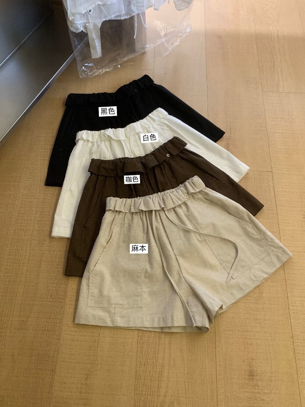 표지 고기 디스플레이 다리 길이 연꽃 잎 허리 마 재료 버전 슬림해 보이는 캐주얼 반바지 상세 이미지 22