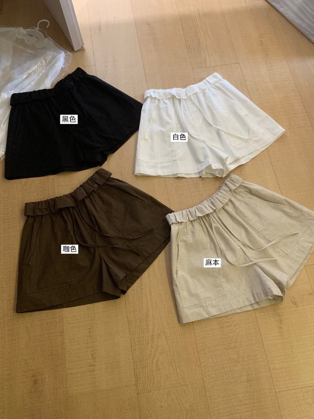 표지 고기 디스플레이 다리 길이 연꽃 잎 허리 마 재료 버전 슬림해 보이는 캐주얼 반바지 상세 이미지 23