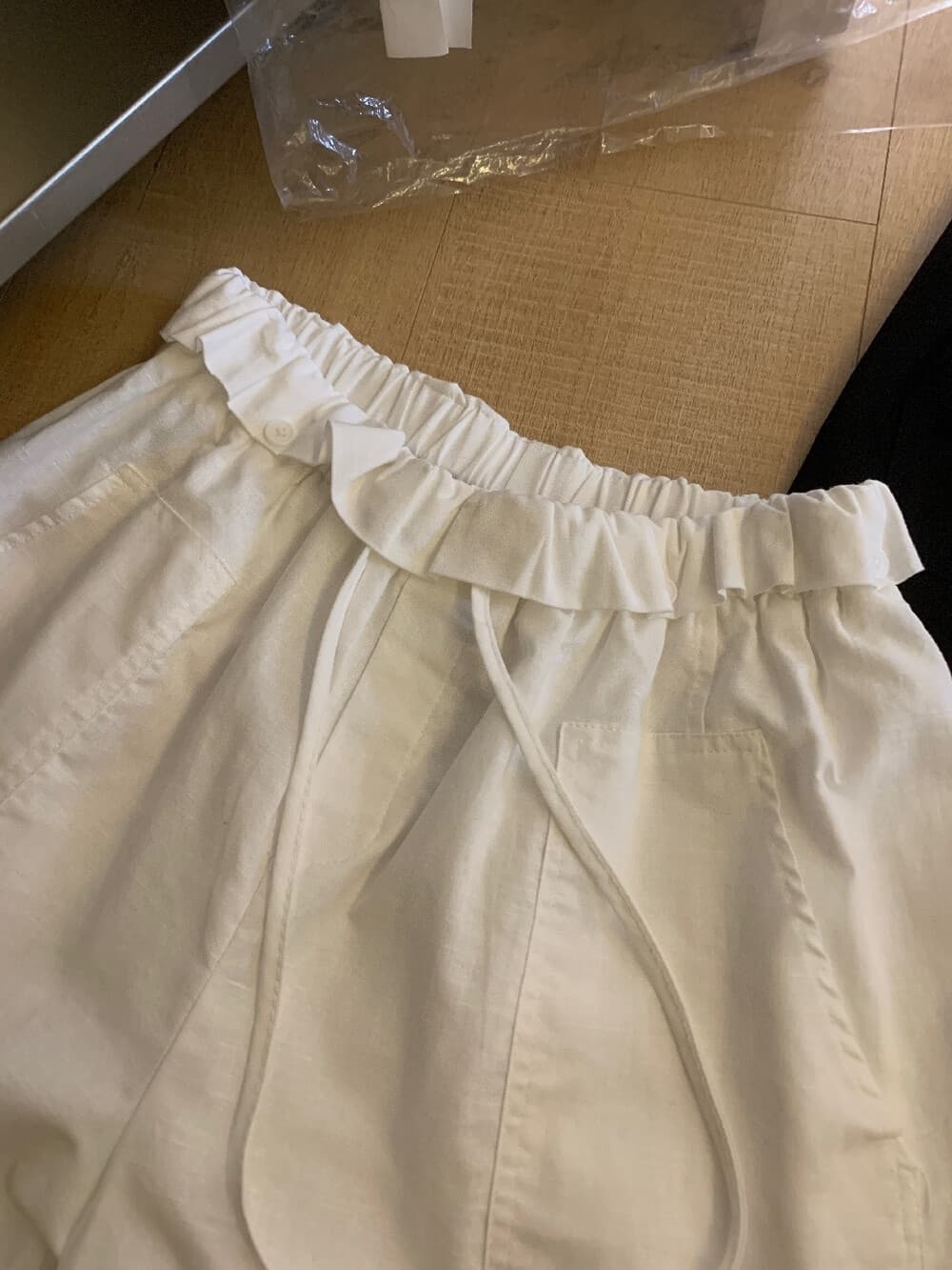 표지 고기 디스플레이 다리 길이 연꽃 잎 허리 마 재료 버전 슬림해 보이는 캐주얼 반바지 상세 이미지 26