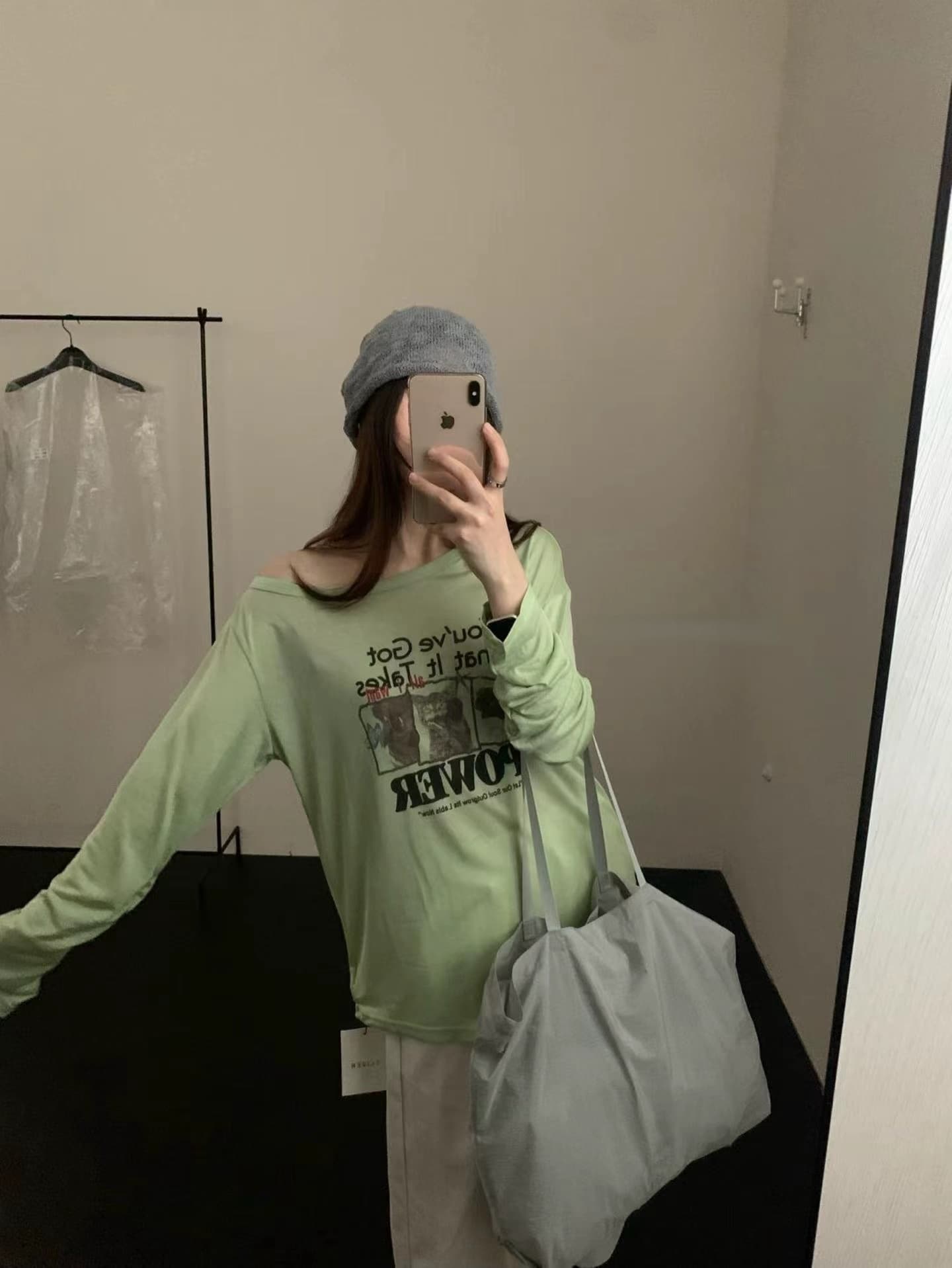 실사 26 년 여름 켜기 새로운 비스듬한 어깨 만화 프린트 캐주얼 다용도 긴팔 티셔츠 상세 이미지 9