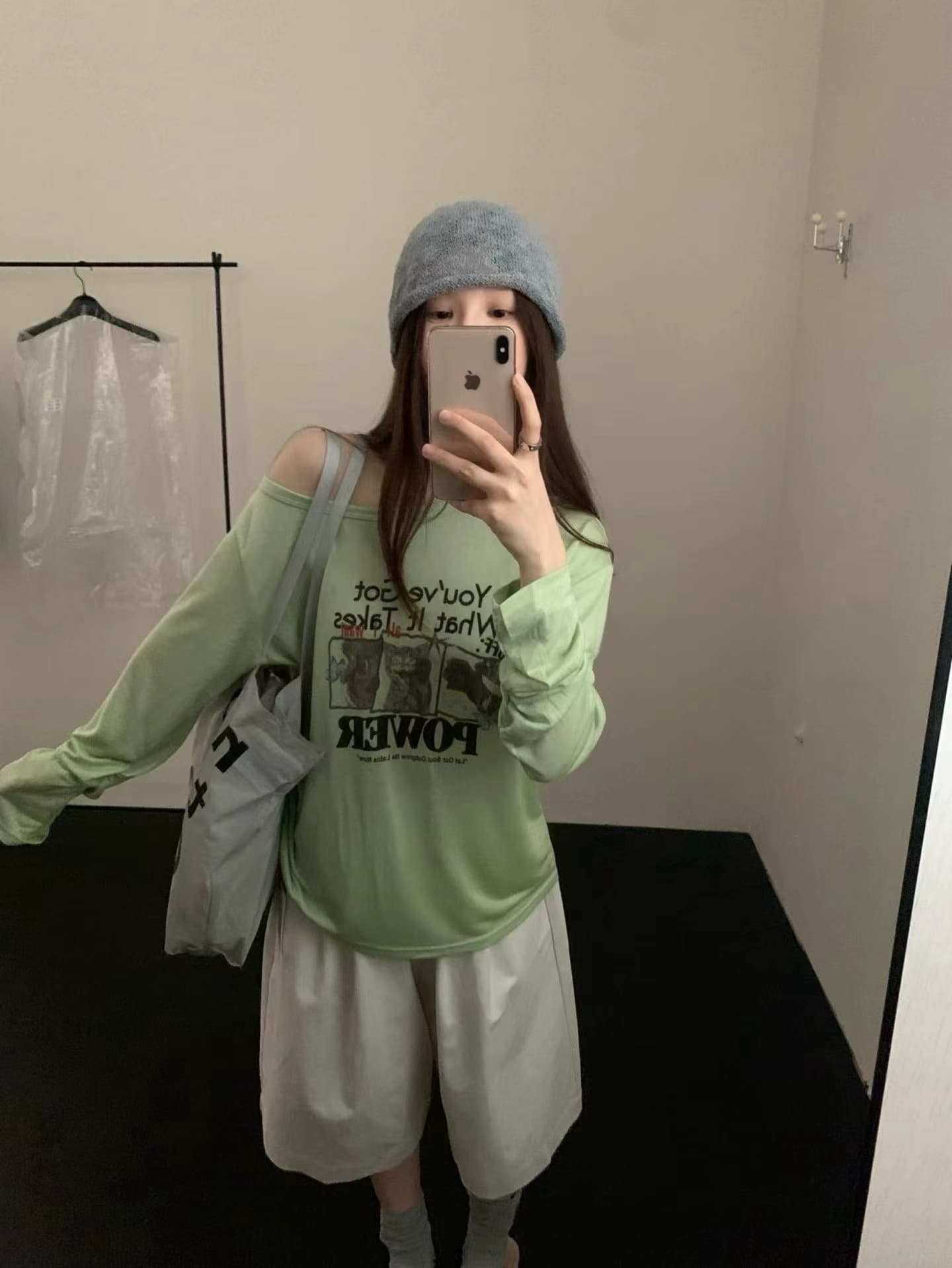실사 26 년 여름 켜기 새로운 비스듬한 어깨 만화 프린트 캐주얼 다용도 긴팔 티셔츠 상세 이미지 13