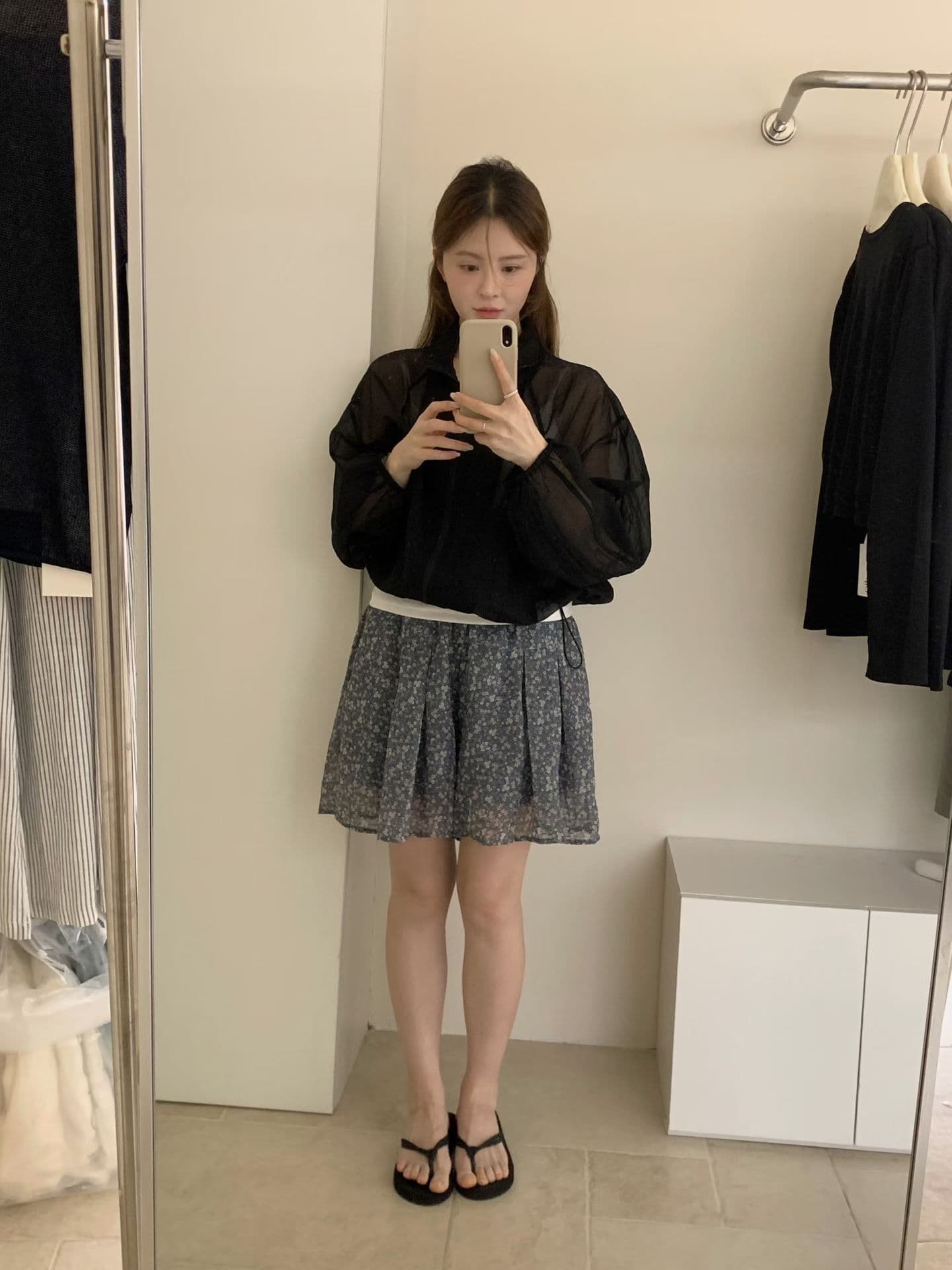 실사 다용도 포인트 가을 프린트 플리츠 반신 스커트 포함 안전 바지 상세 이미지 8