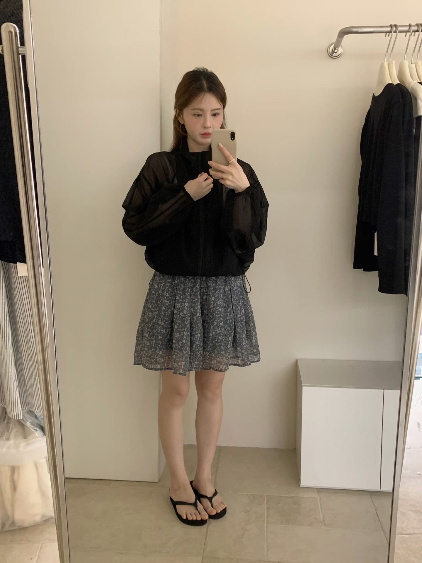 실사 다용도 포인트 가을 프린트 플리츠 반신 스커트 포함 안전 바지 상세 이미지 9