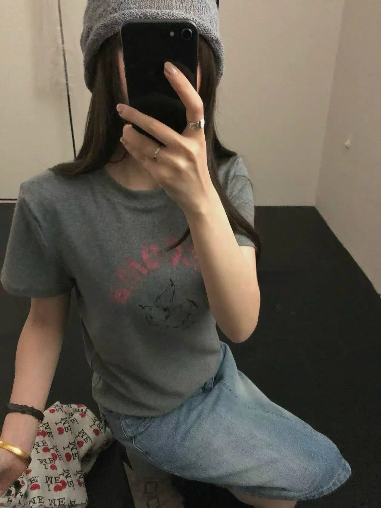 실사 26 여름 켜기 새로운 한 부서 미니멀리즘 라운드 넥 재미있는 패턴 반팔 티셔츠 상세 이미지 15