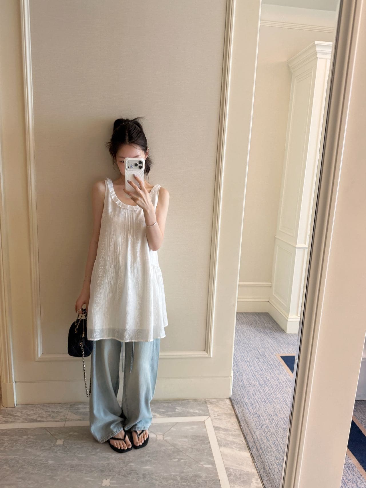 인터넷 레드 블로그 주님 챕터 쉘 매장 주간 실크 원단 자카드 민소매 대 u 칼라 슬림해 보이는 드레스 단일 판매 치마 이미지 5