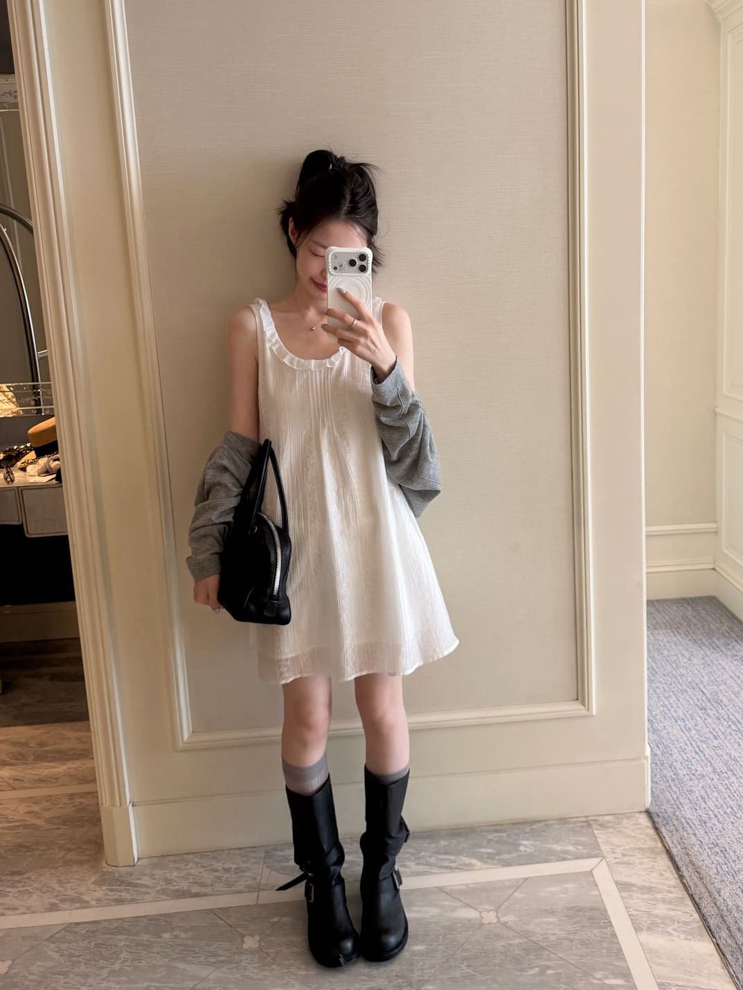 인터넷 레드 블로그 주님 챕터 쉘 매장 주간 실크 원단 자카드 민소매 대 u 칼라 슬림해 보이는 드레스 단일 판매 치마 상세 이미지 2