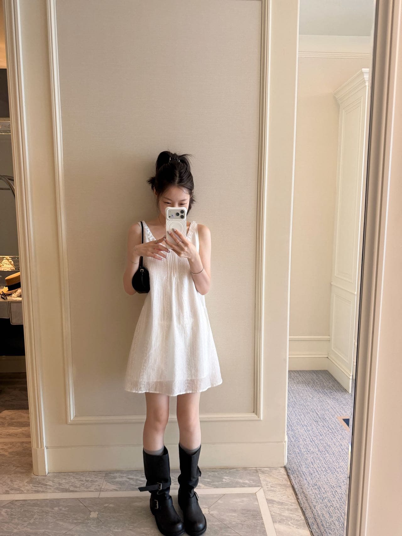 인터넷 레드 블로그 주님 챕터 쉘 매장 주간 실크 원단 자카드 민소매 대 u 칼라 슬림해 보이는 드레스 단일 판매 치마 상세 이미지 8